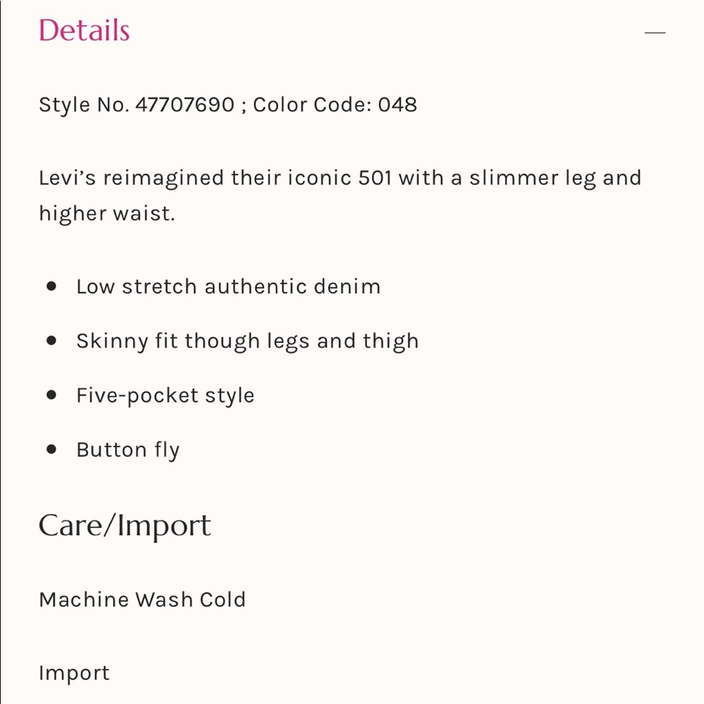 RESTOCKED Levi’s 501 high rise skinny in Del Norte - Picture 6 of 7